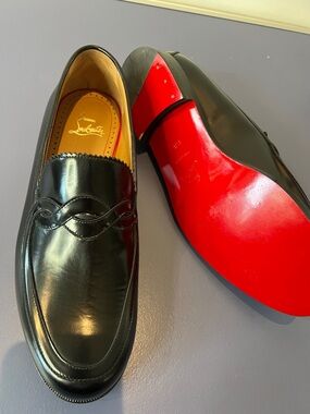 Christian Louboutin Black Leather Women's Slip-On Loafer EU 41.5